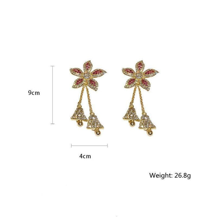 Golden Flower Crystal Earrings - Natna Shop