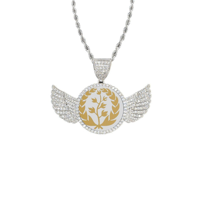 Golden Leave Wings Silver Pendant with Rope Chain - Natna Shop