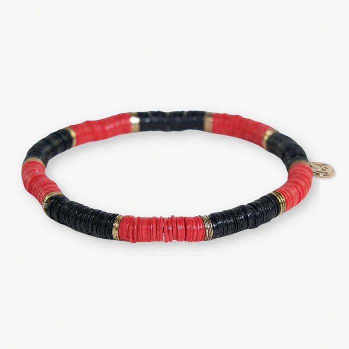 Grace Two-Color Block Sequin Stretch Bracelet Black/Red
