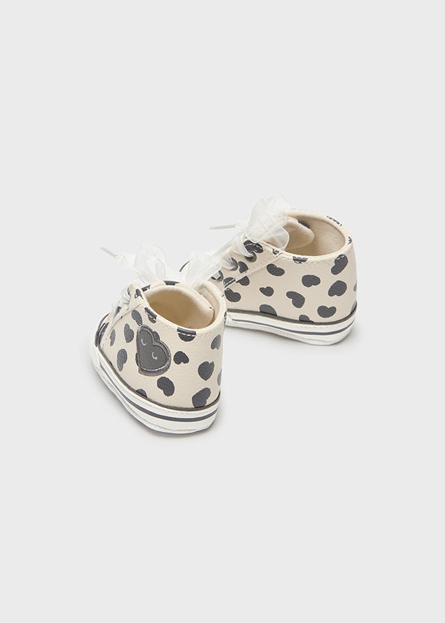 Gray Heart Print Laced Sneaker