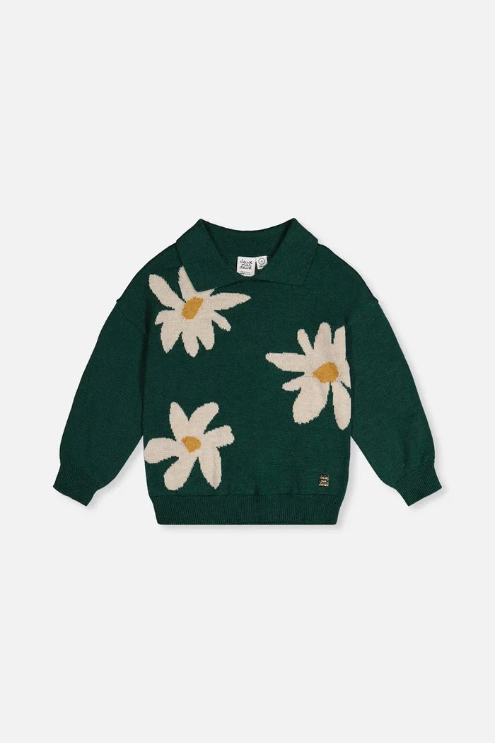 Green Collared Daisy Sweater