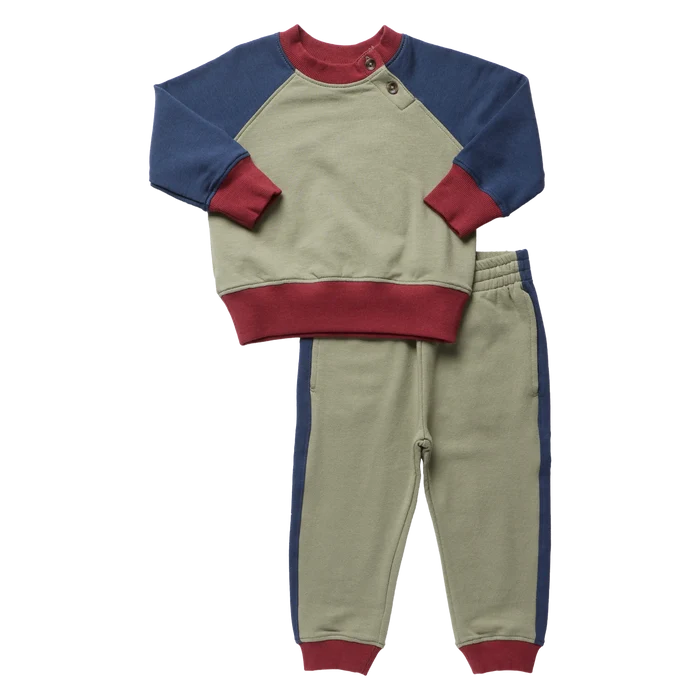 Green Color Block Puzzle Jogger Set