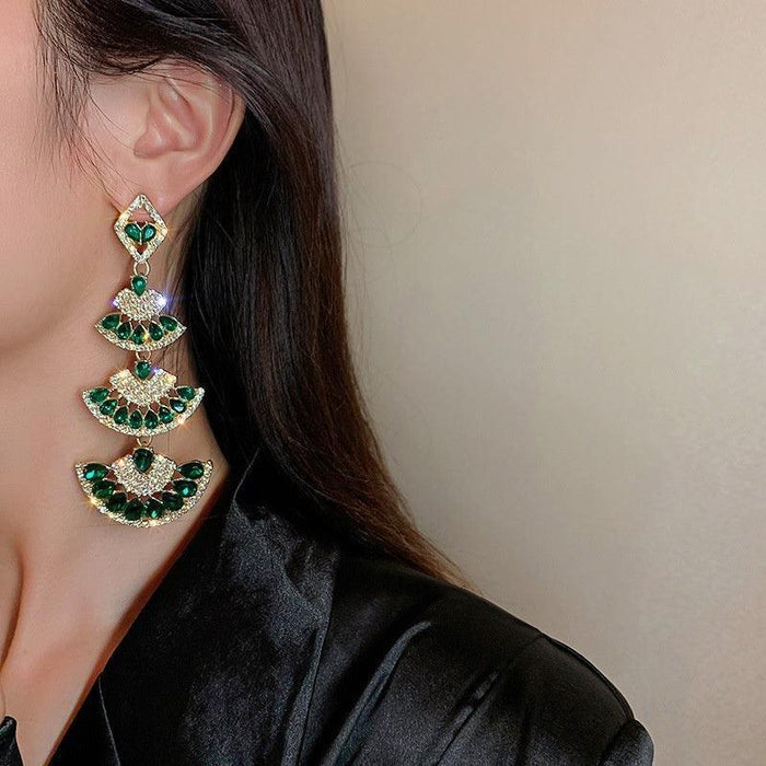 Green Crystal Drop Earring - Natna Shop