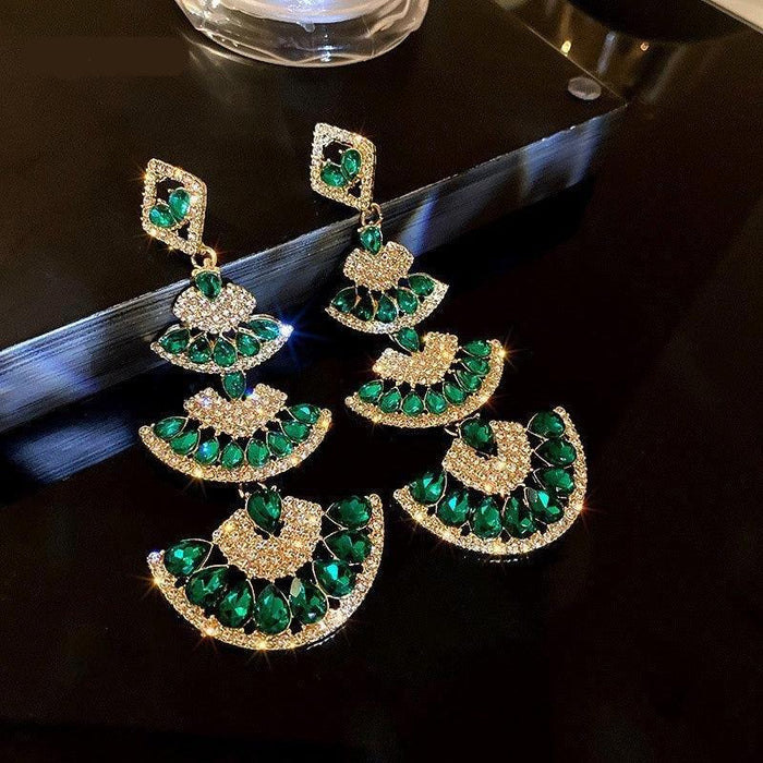 Green Crystal Drop Earring - Natna Shop