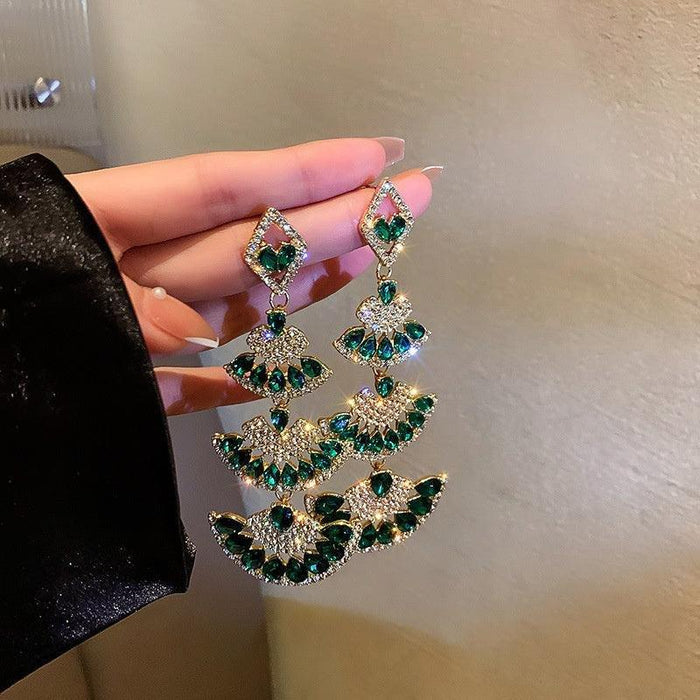 Green Crystal Drop Earring - Natna Shop