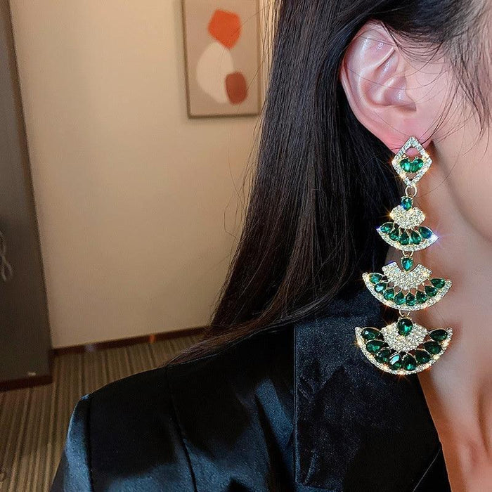 Green Crystal Drop Earring - Natna Shop
