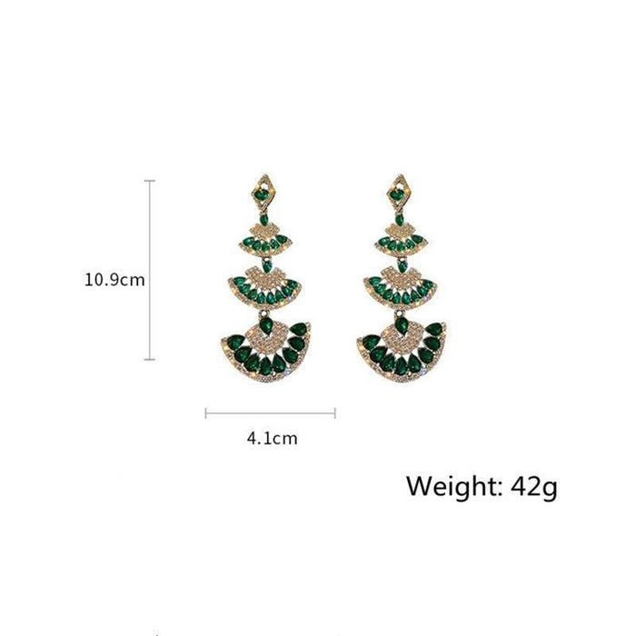 Green Crystal Drop Earring - Natna Shop
