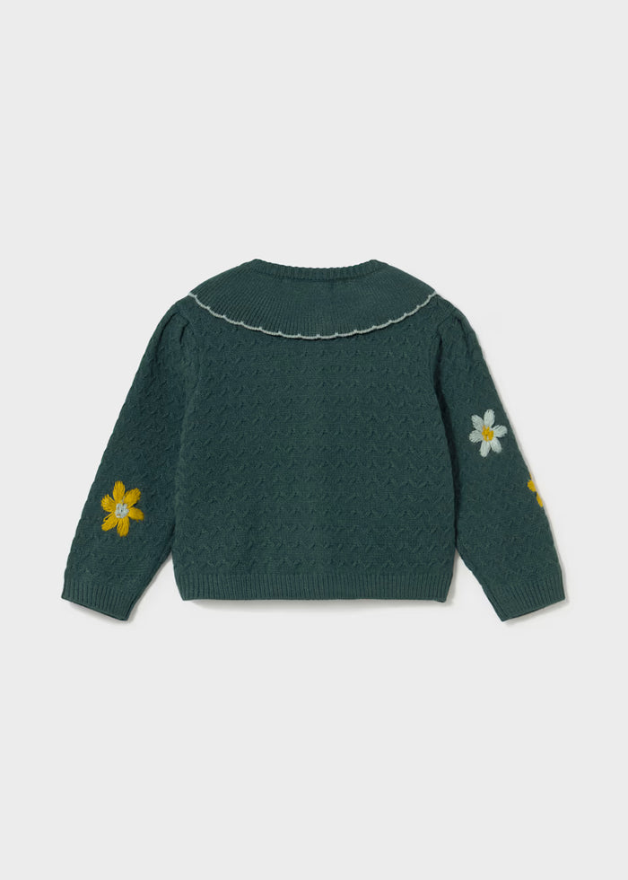 Green Flower Embroidered Cardigan