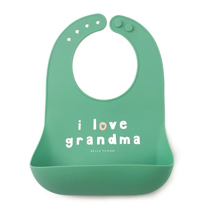 Green I Love Grandma Wonder Bib