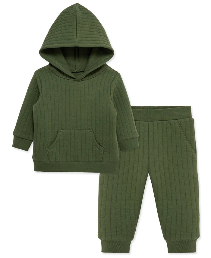 Green Quilted Sweatshirt Set