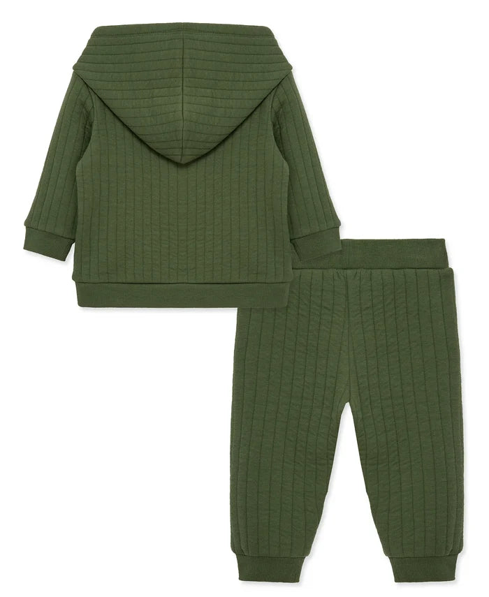 Green Quilted Sweatshirt Set