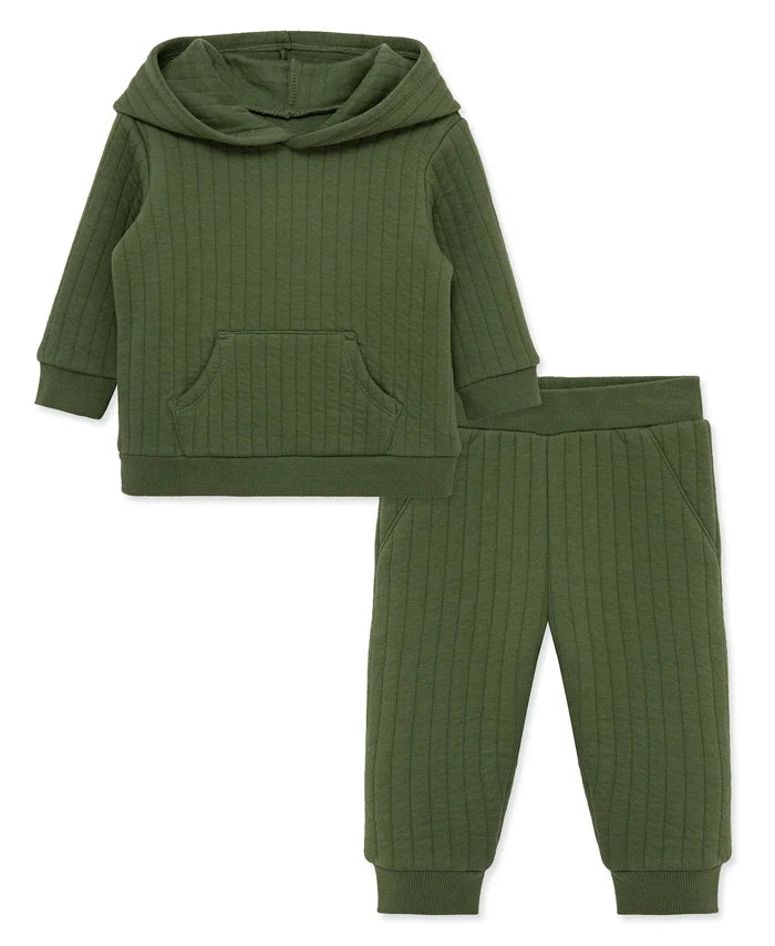 Green Quilted Sweatshirt Set