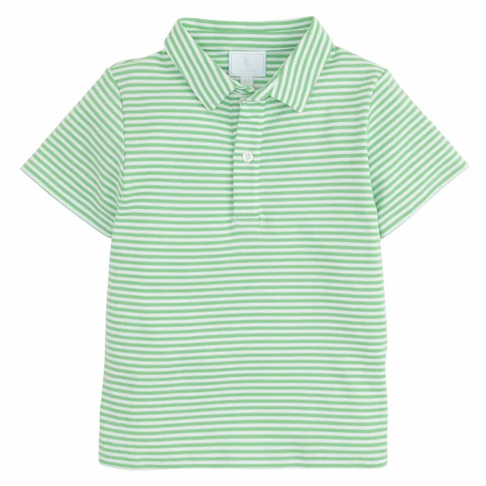 Green Stripe Short Sleeve Polo