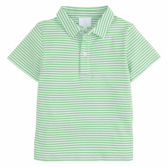 Green Stripe Short Sleeve Polo