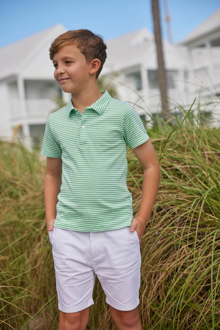 Green Stripe Short Sleeve Polo