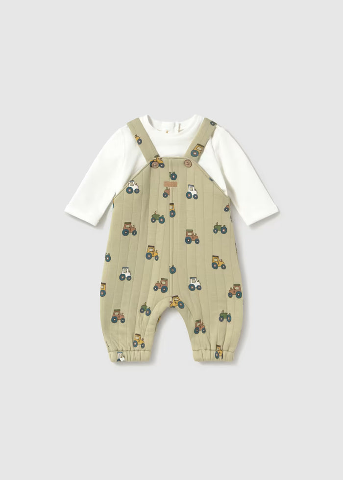 Green Tractor Knit Overalls