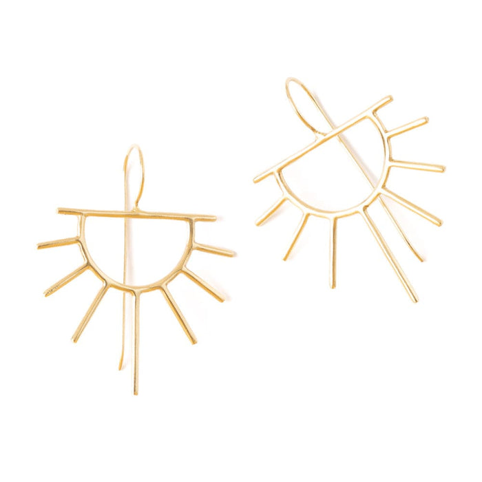 Gretchen Half Sun Threader Earrings Brass Earrings
