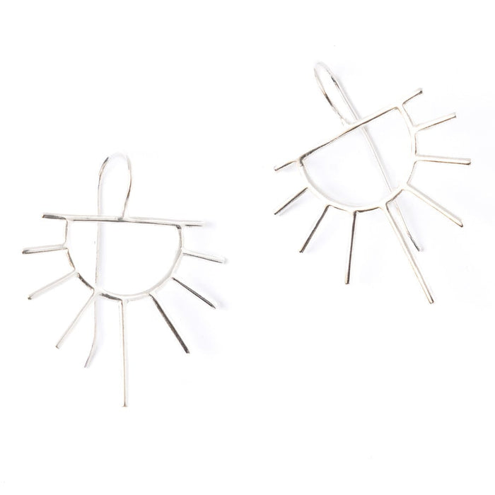 Gretchen Half Sun Threader Earrings Silver