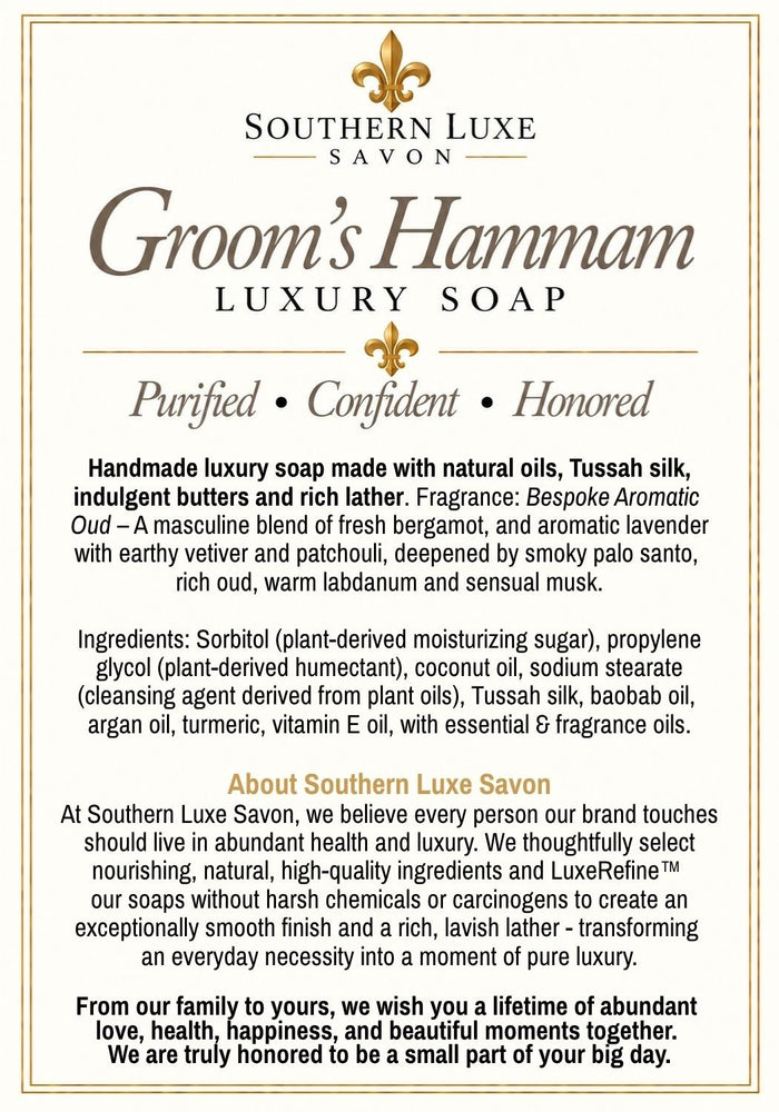 GROOM'S HAMMAM "GROOM'S TRADITION" TUSSAH SILK MASSAGE BATH BAR - Southern Luxe Savon