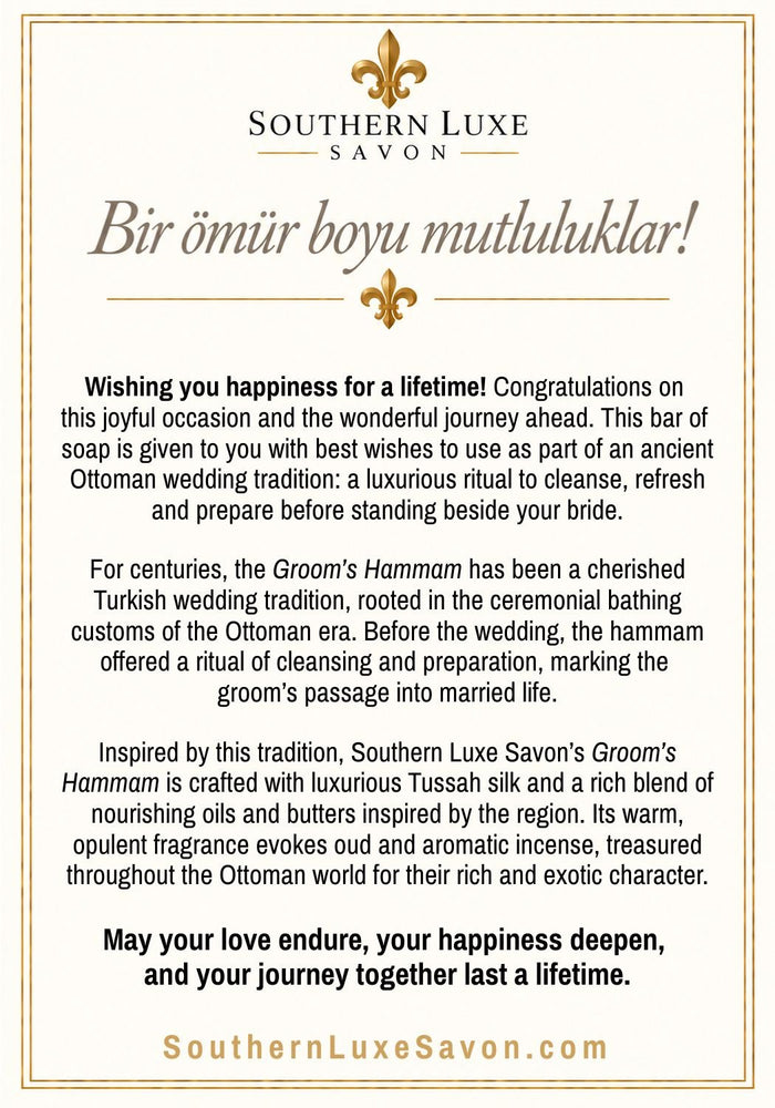GROOM'S HAMMAM "GROOM'S TRADITION" TUSSAH SILK MASSAGE BATH BAR - Southern Luxe Savon