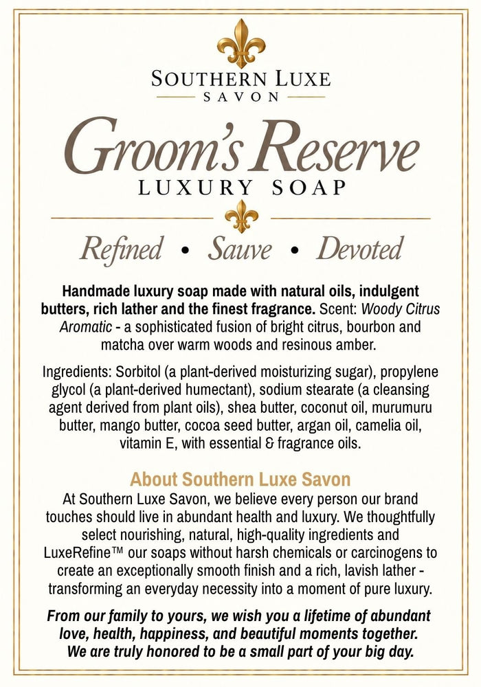 GROOM'S RESERVE "GROOM’S PRIVÉ" LAVISH LATHER MASSAGE BAR - Southern Luxe Savon