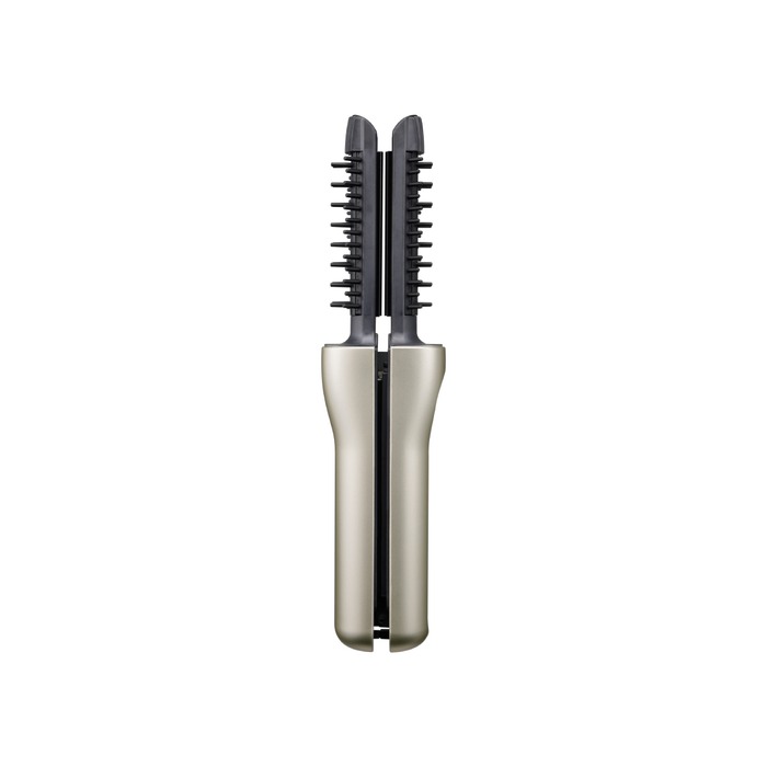 Hair styling tool with bristle brush and comb on a white background