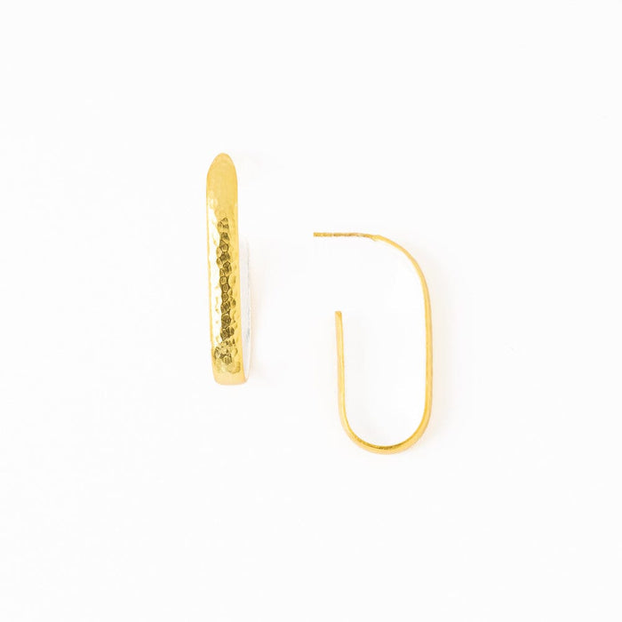 Hallie Hammered Hoop Earrings Brass With Silver Lining Hoop
