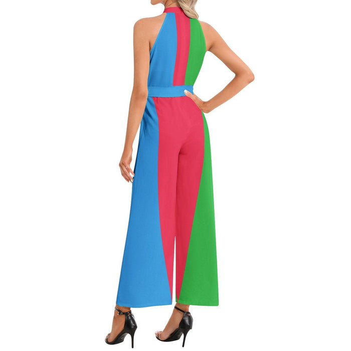 Halter Neck Buckle Belted Jumpsuit - Natna Shop