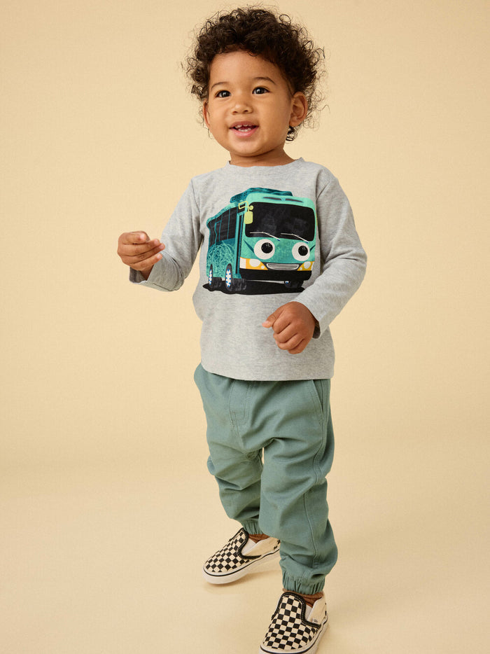 Heather Grey Korean Bus LS Graphic Tee