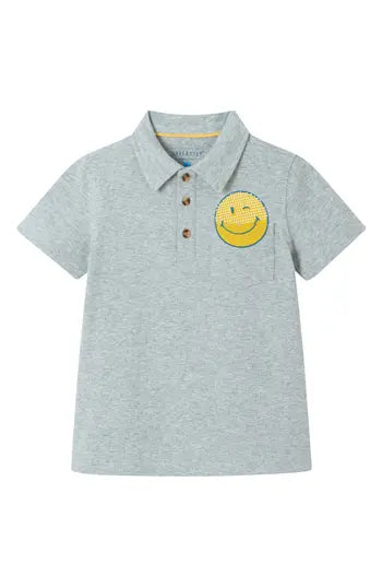 Heather Grey Smile Pocket Polo