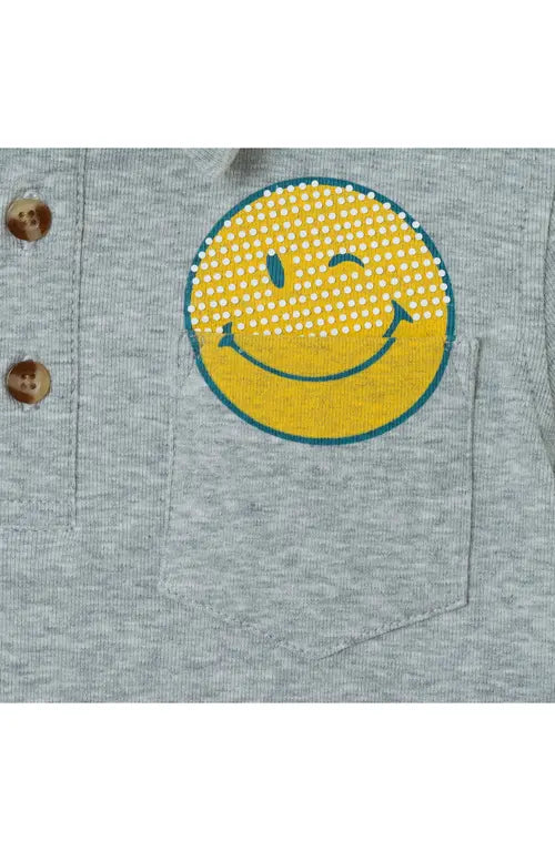 Heather Grey Smile Pocket Polo