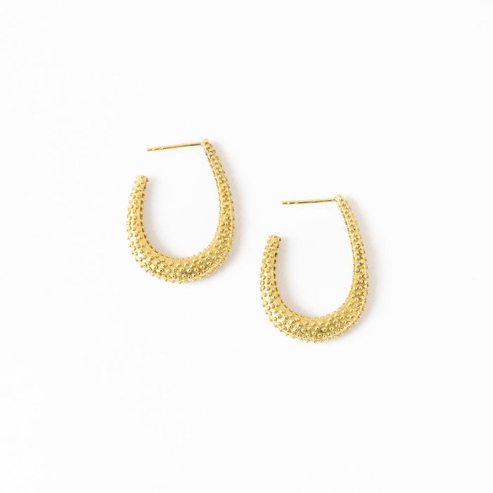 Hillary Textured Hoop Earrings Brass Hoop
