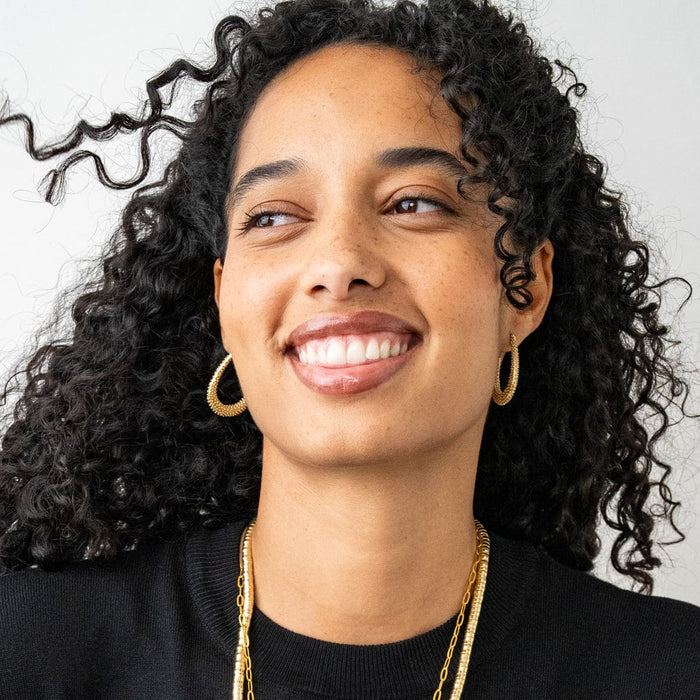 Hillary Textured Hoop Earrings Brass Hoop