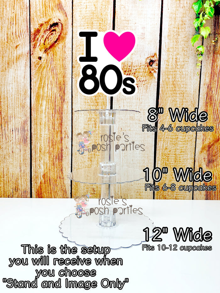 i love 80s birthday theme cupcake toppers