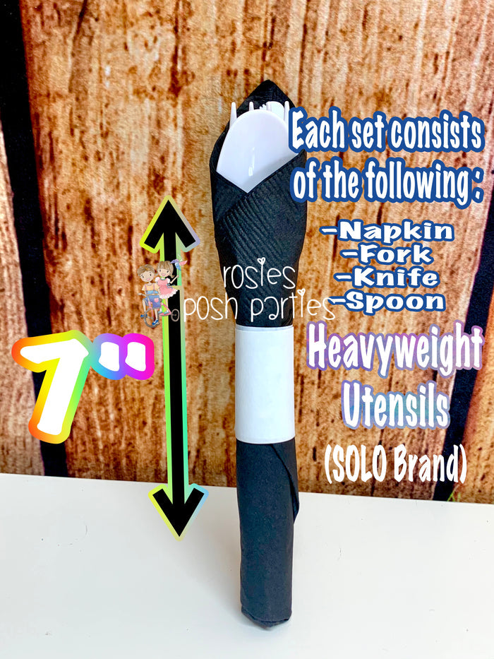 I love 80's Theme Party Napkin Wrapped Utensil Kit VARIETY