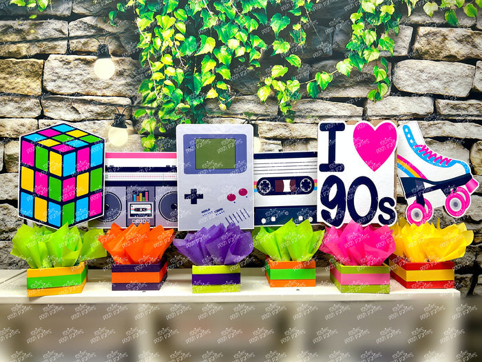 I love the 90s Theme | 90's Decades Bash | 90s Birthday Bash Party | 90s Table Centerpiece Decoration INDIVIDUAL