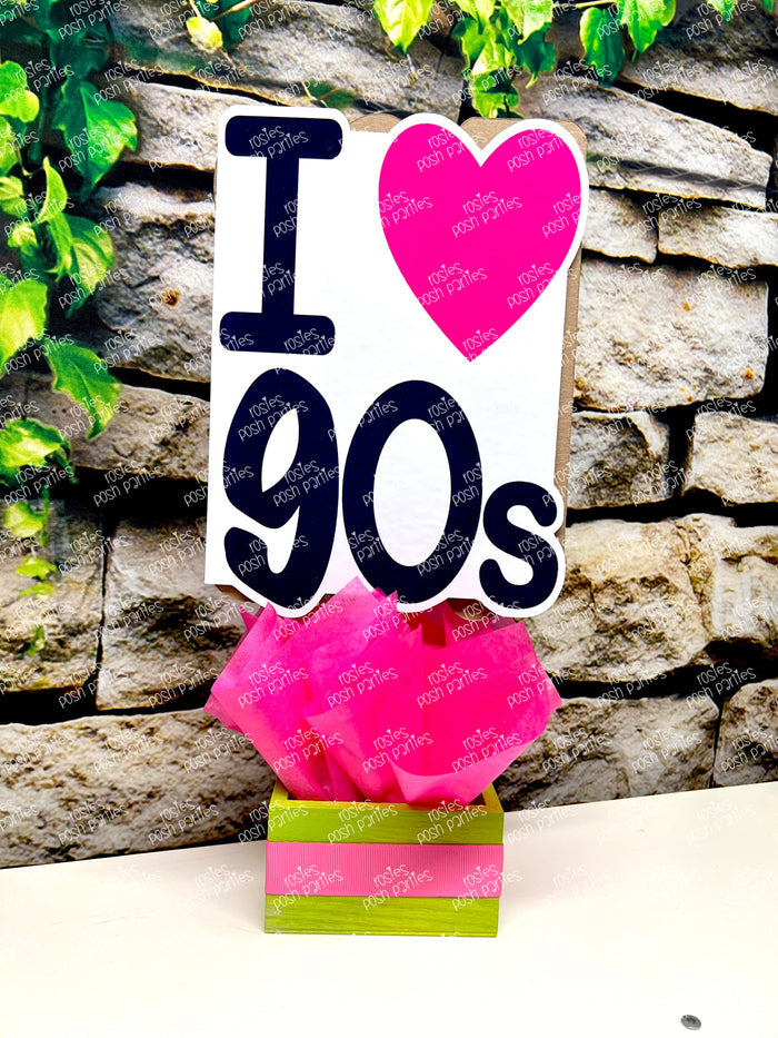 I love the 90s Theme | 90's Decades Bash | 90s Birthday Bash Party | 90s Table Centerpiece Decoration INDIVIDUAL