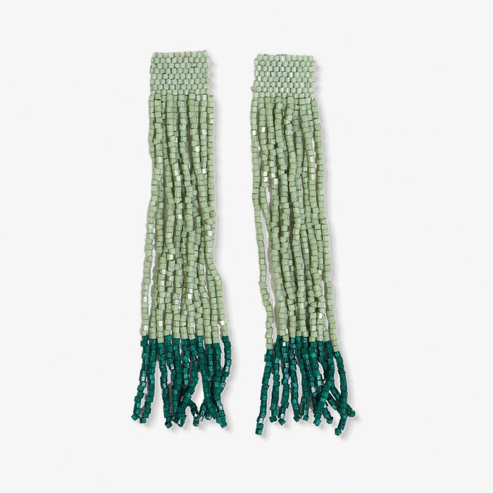 Ila Thick Stripe Mixed Luxe Beads Fringe Earrings Mint SHORT FRINGE