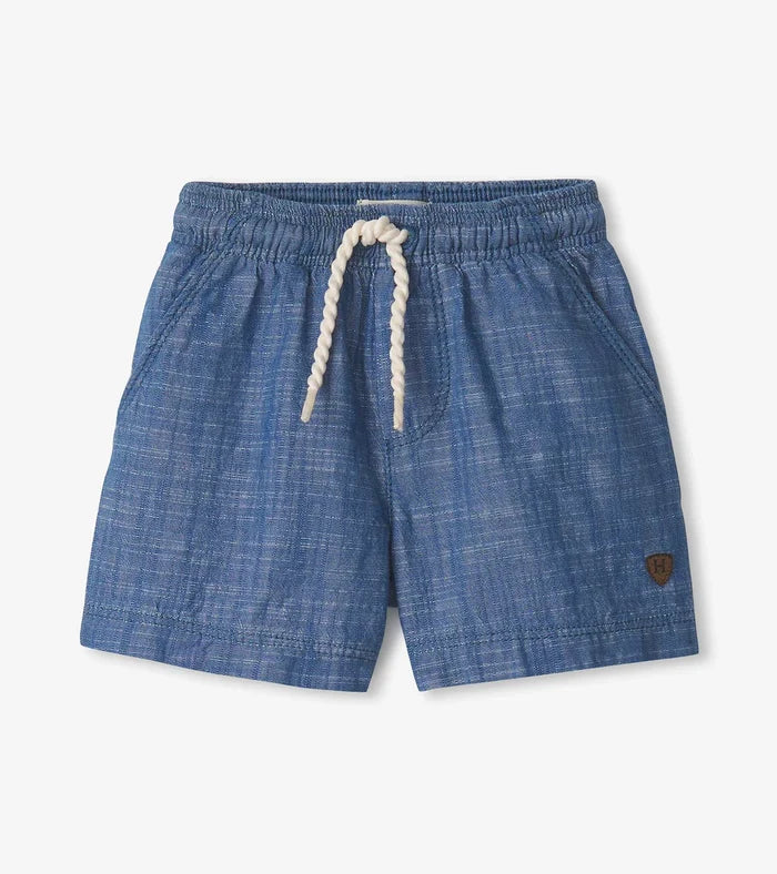 Indigo Blue Chambray Woven Shorts