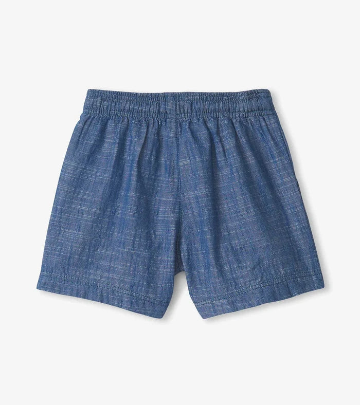 Indigo Blue Chambray Woven Shorts