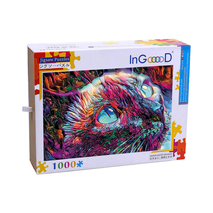 Ingooood Wooden Jigsaw Puzzle 1000 Piece - Colorful cat - Ingooood jigsaw puzzle 1000 piece