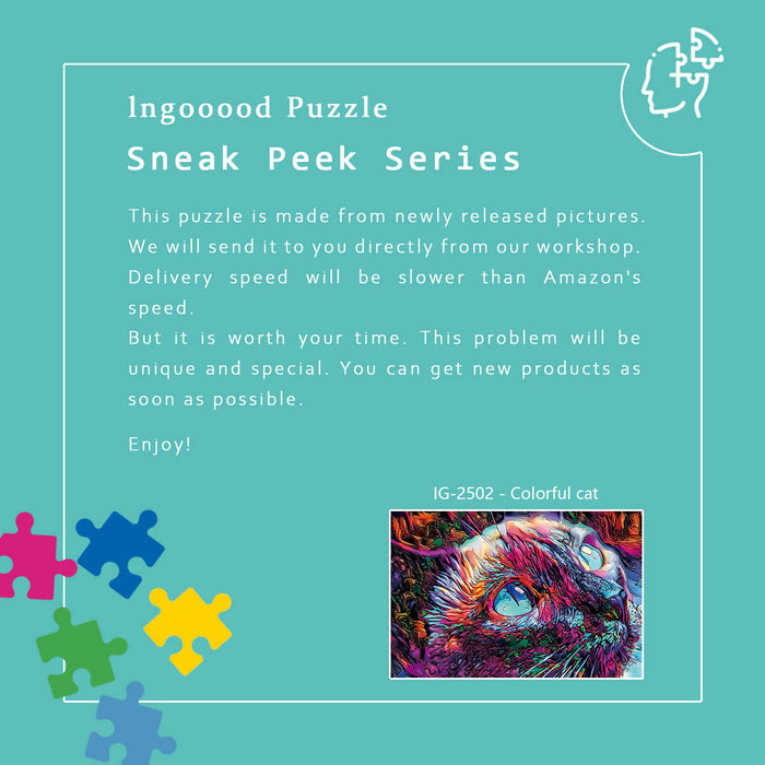 Ingooood Wooden Jigsaw Puzzle 1000 Piece - Colorful cat - Ingooood jigsaw puzzle 1000 piece