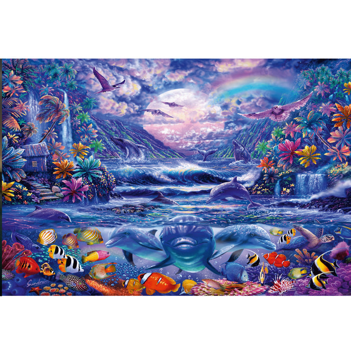 Ingooood Wooden Jigsaw Puzzle 1000 Piece - Dolphins in the night - Ingooood jigsaw puzzle 1000 piece