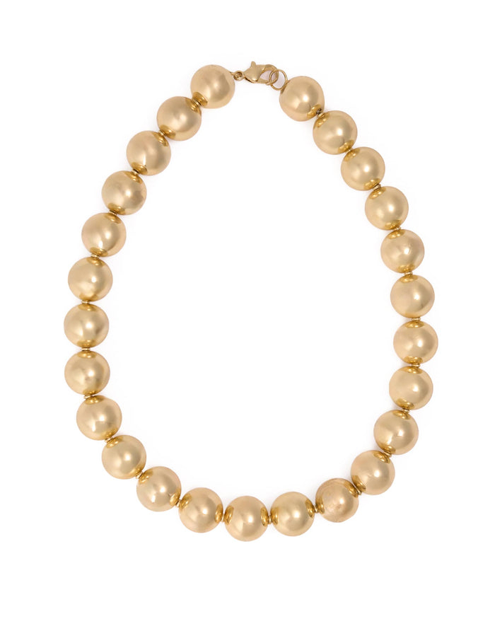 Iris Large Brass Bead Necklace Gold Necklace
