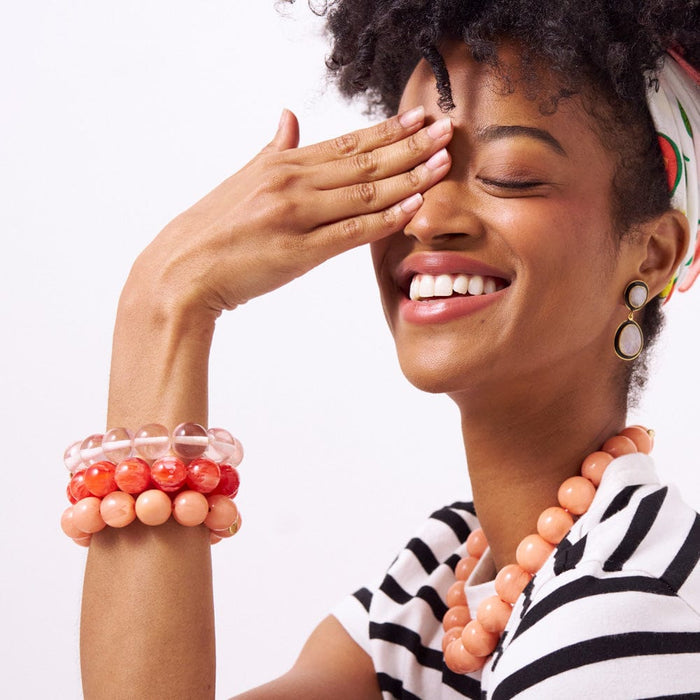 Iris Large Resin Bead Necklace Coral Necklace