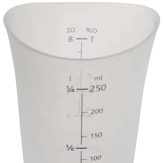 ISI Flex-it 1 cup measuring cup closeup on white background.