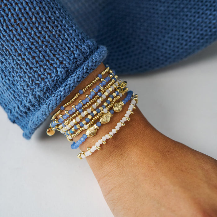 Janie + Mixed Crystal Stretch Bracelet Stack of 7 Blue Bracelet