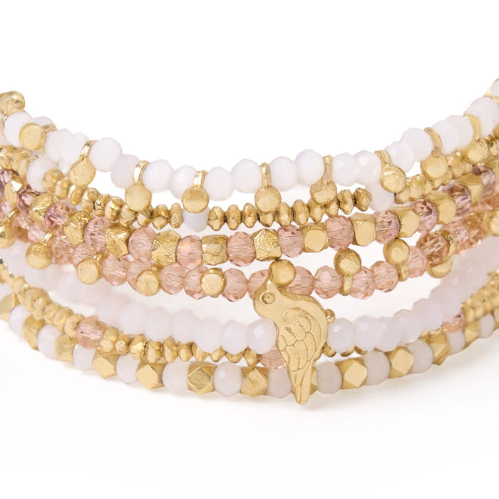 Janie + Mixed Crystal Stretch Bracelet Stack of 7 White Bracelet