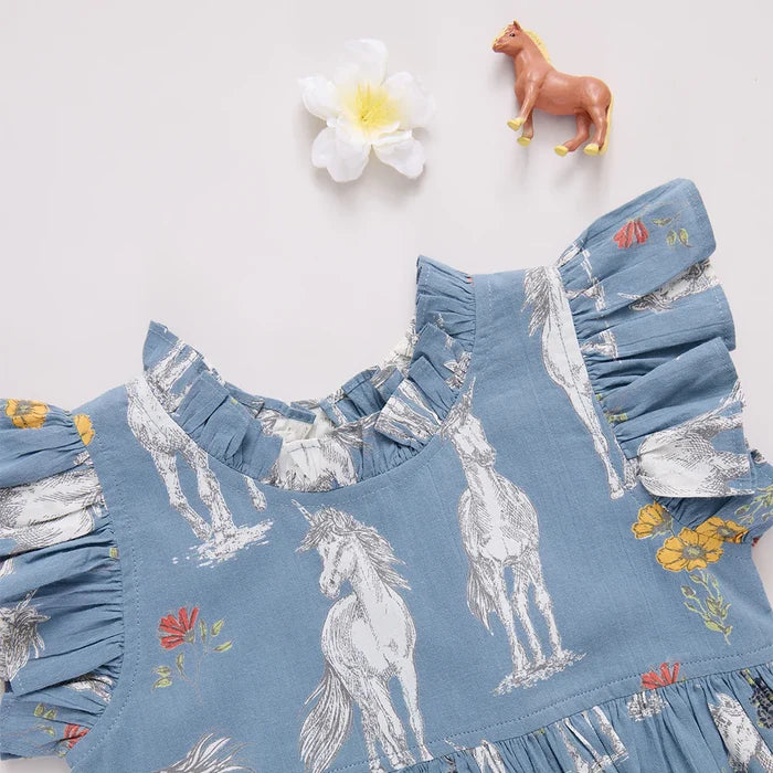 Jennifer Dress Blue Unicorn Field