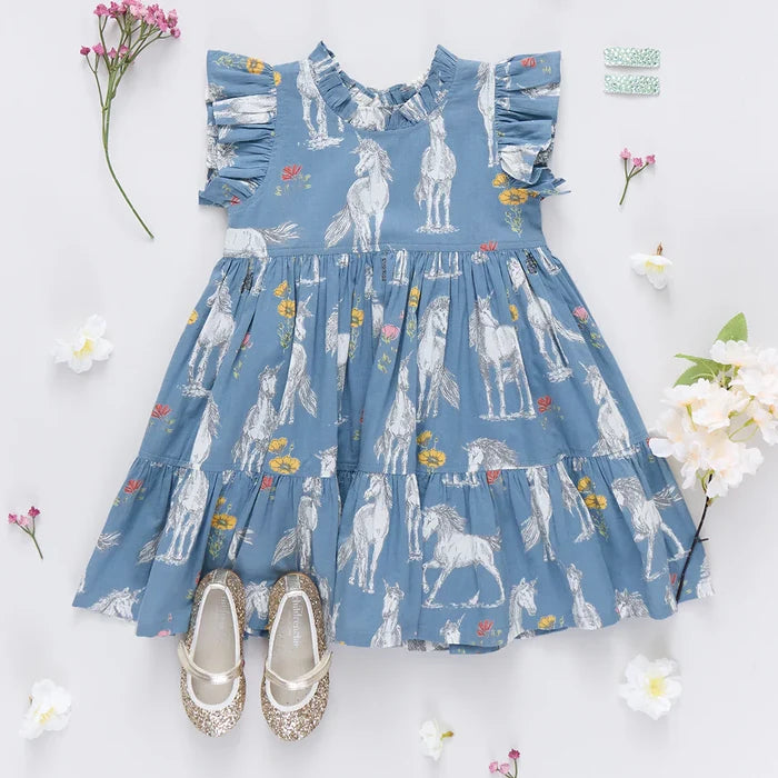 Jennifer Dress Blue Unicorn Field